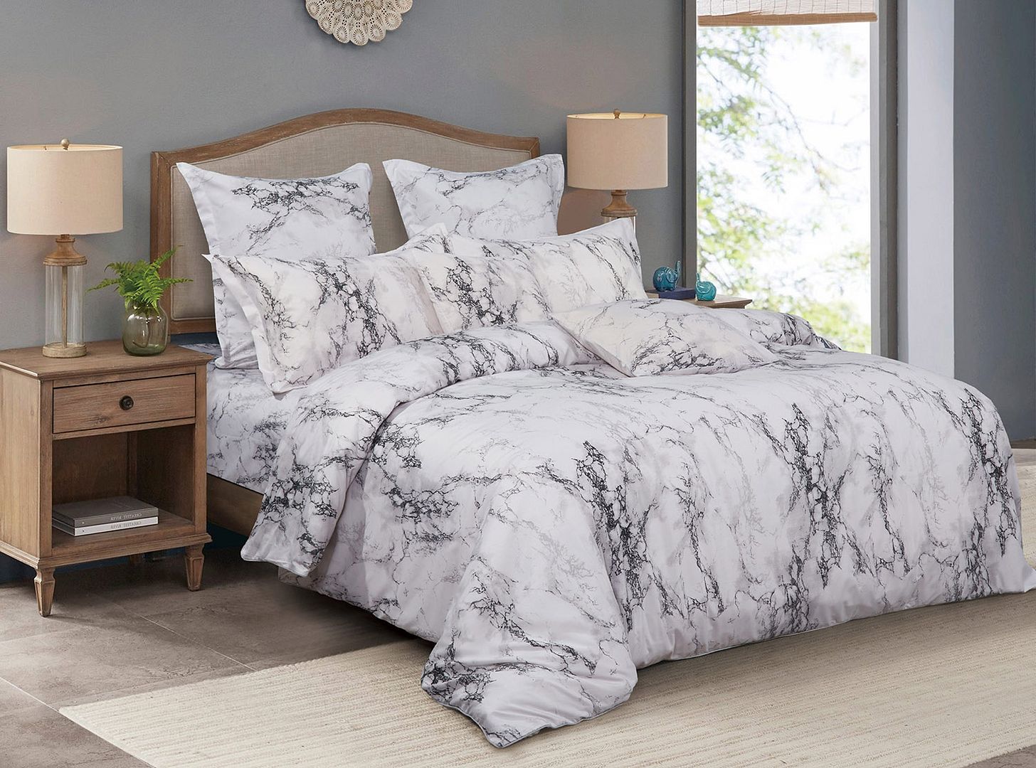 White Marble King Size Duvet Quilt Cover Set-2