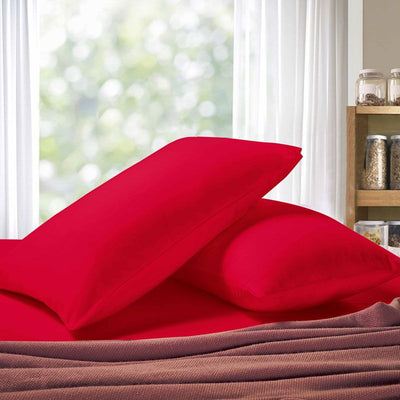 1000TC Premium Ultra Soft Queen size Pillowcases 2-Pack - Red-1