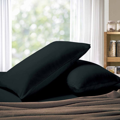 1000TC Premium Ultra Soft Queen size Pillowcases 2-Pack - Black-1