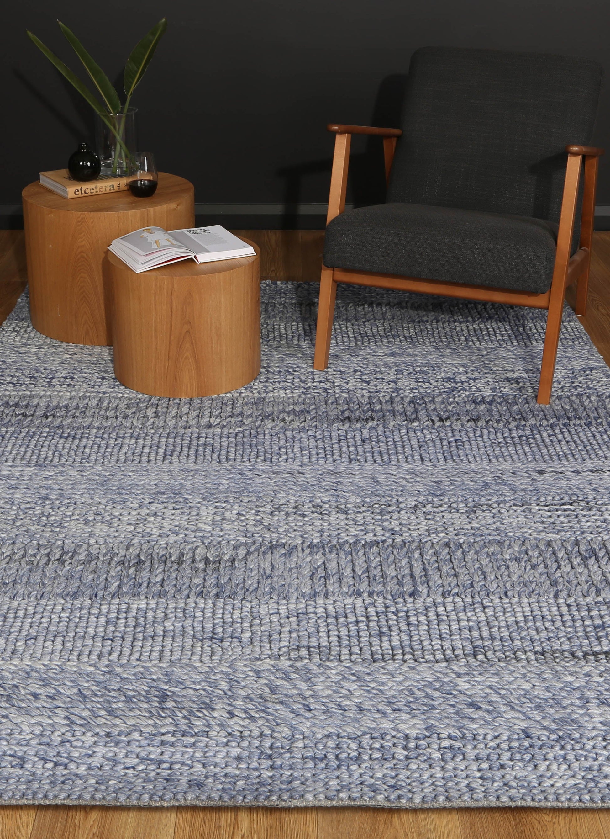 Harlow Grace Blue Wool Blend Rug 160x230-3