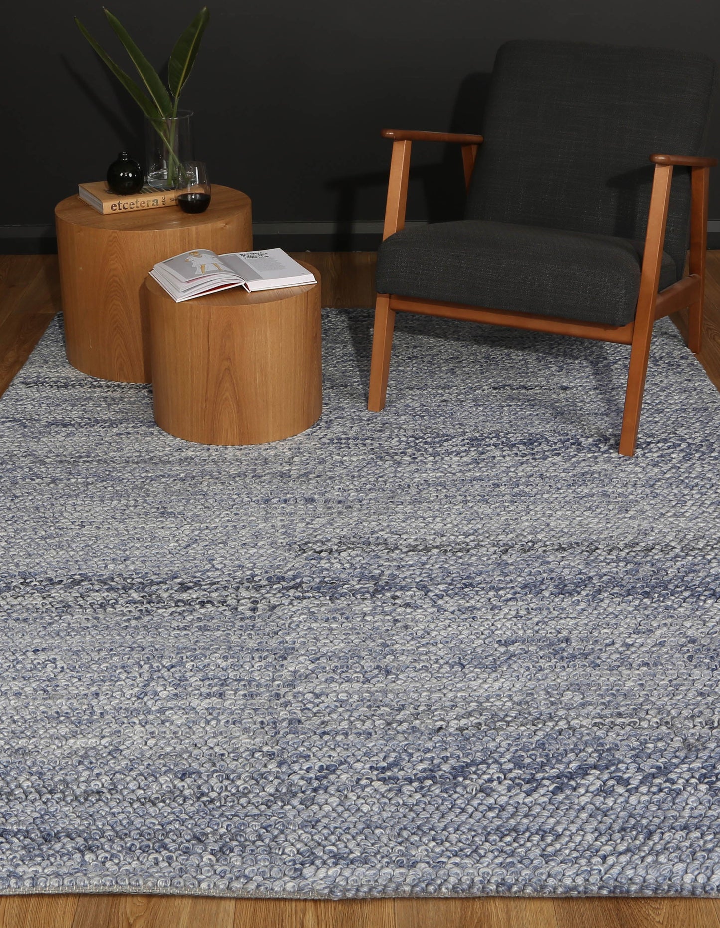 Harlow Loopy Blue Wool Blend Rug 160x230-3