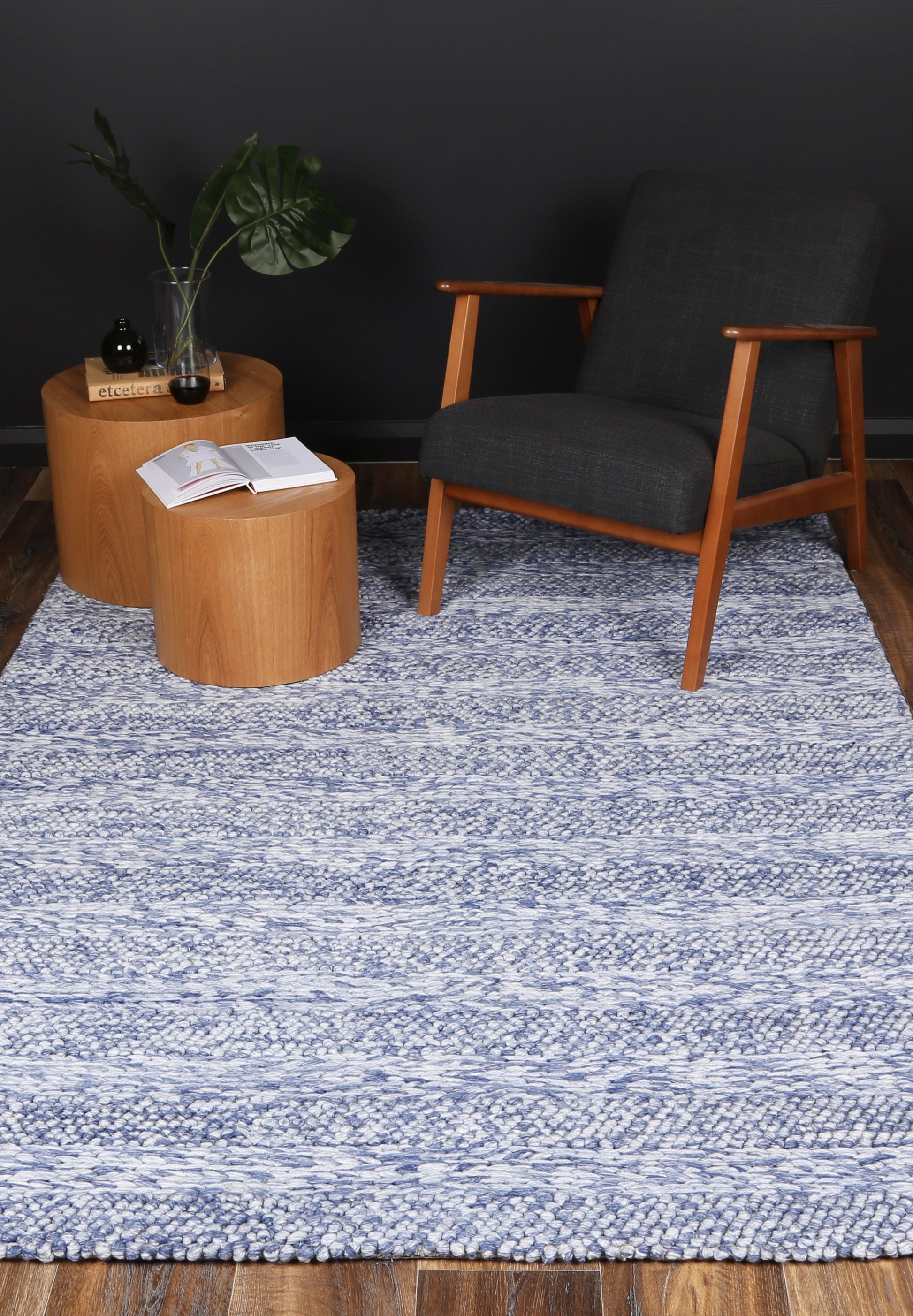 Harlow Ringlets Blue Wool Blend Rug 160x230-3