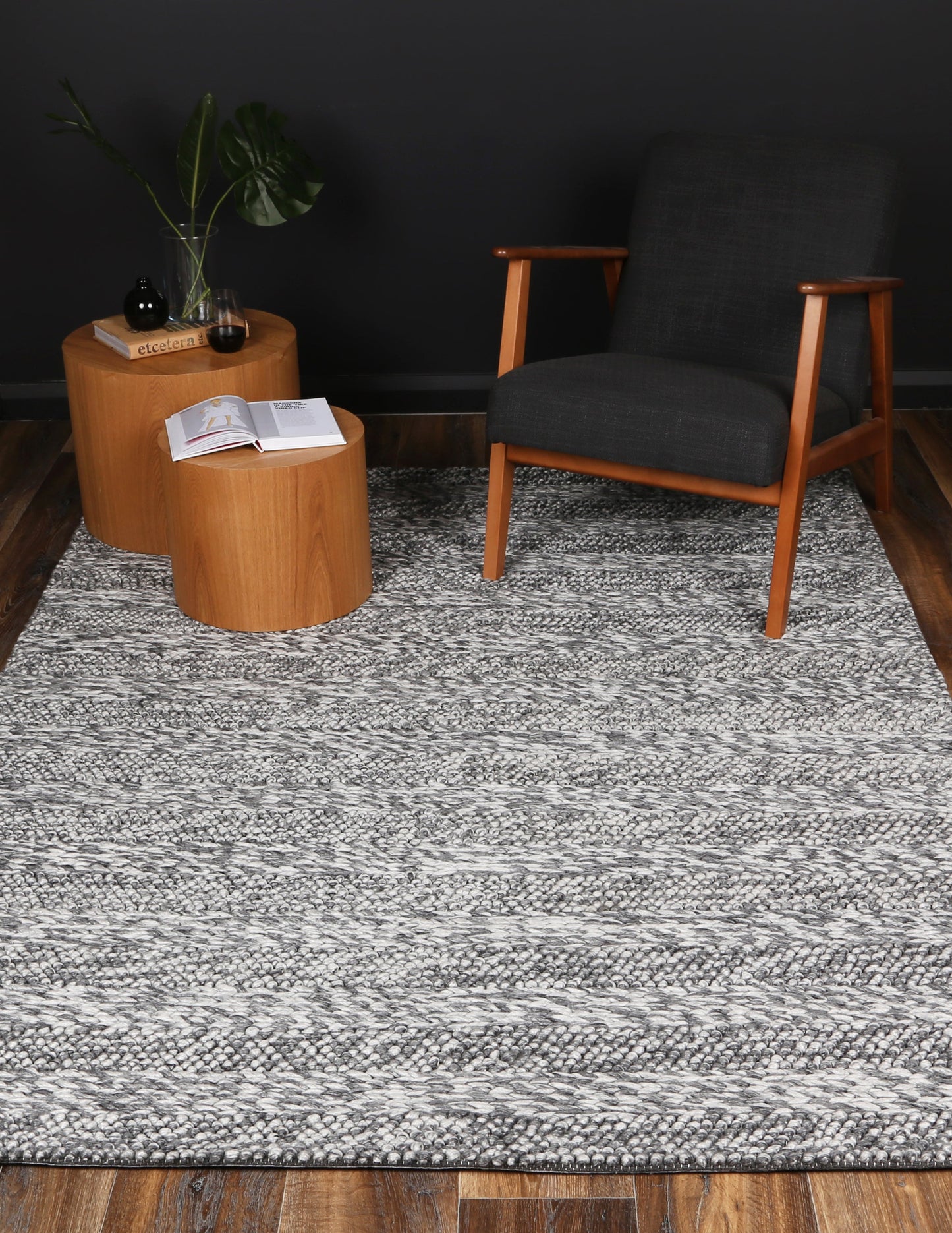 Harlow Ringlets Charcoal Wool Blend Rug 160x230-3