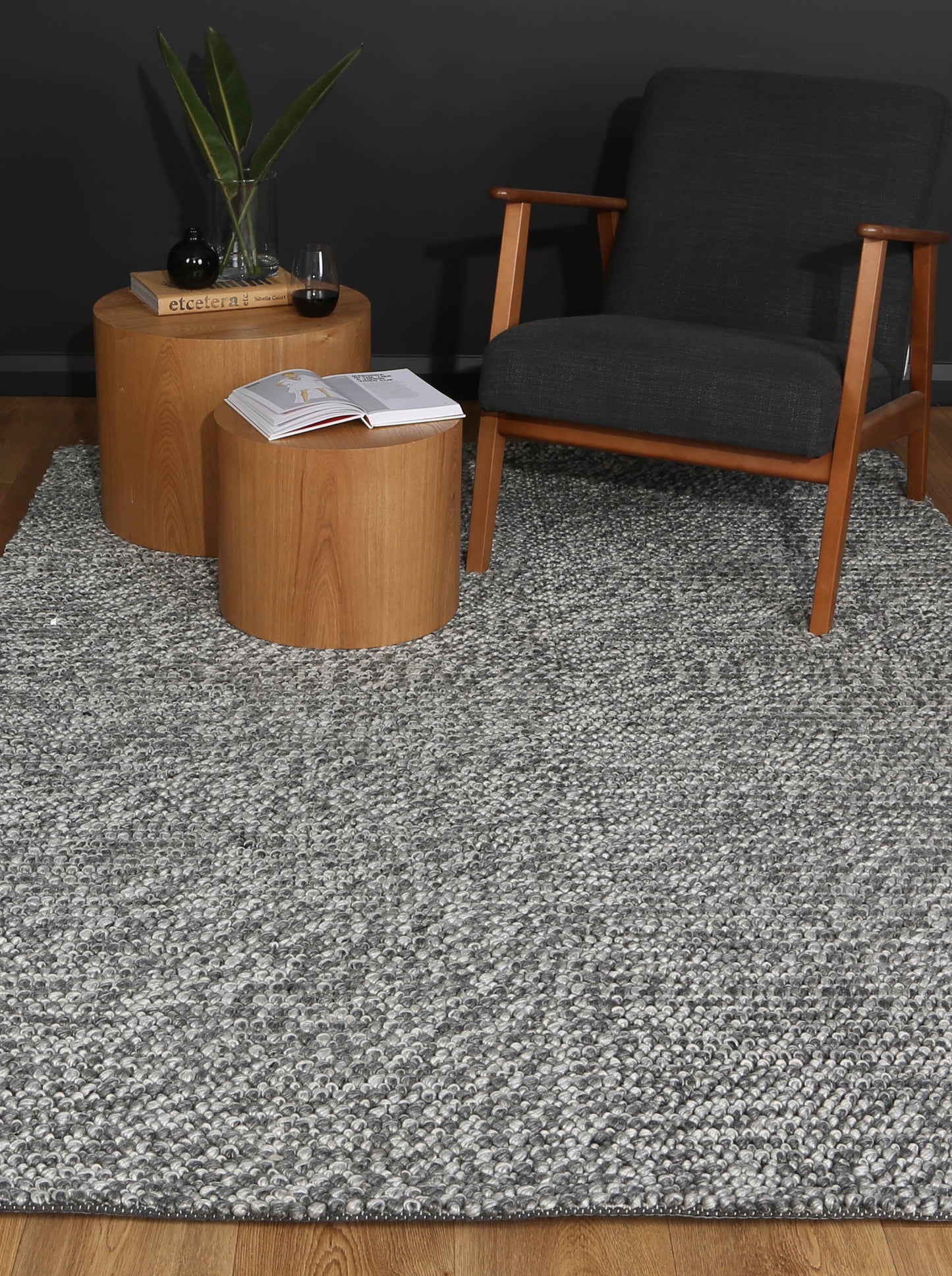 Harlow Loopy Charcoal Wool Blend Rug 200x290-3