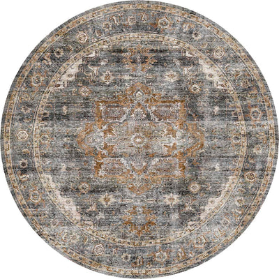 vintage-crown-cezanne-rabbit-gray-inca-gold-distressed-vintage-round-rug 180X180-1