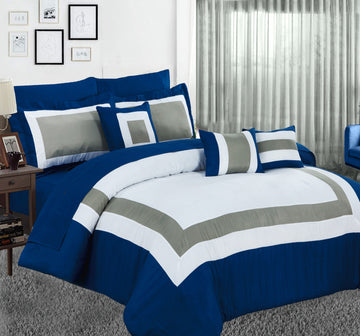 10 piece comforter and sheets set queen navy-0