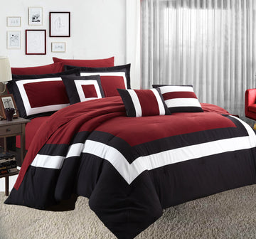 10 piece comforter and sheets set queen red-0