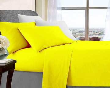 ultra soft microfibre sheet set double yellow-0