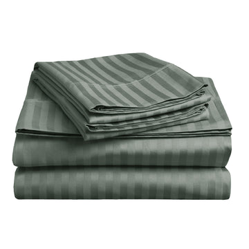 soft stripe microfibre sheet set queen charcoal-0