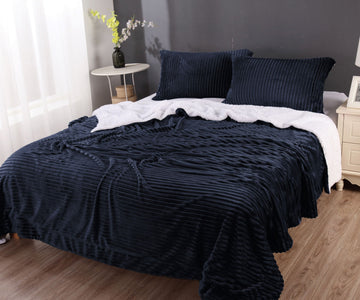 stripe flannel sherpa blanket king navy-0