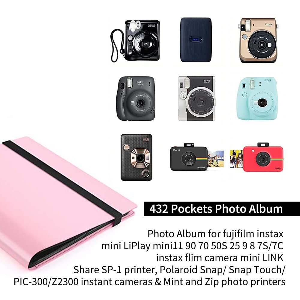 LIFEBEA 432 Pockets Photo Album for Fujifilm Instax Mini Camera, Polaroid Snap PIC-300 Z2300 Instant Camera, 2x3 Photo Album Book for Fujifilm Instax Mini 11 9 Evo 90 70 40 8 7 LiPlay Instant Camera (Purple)-5