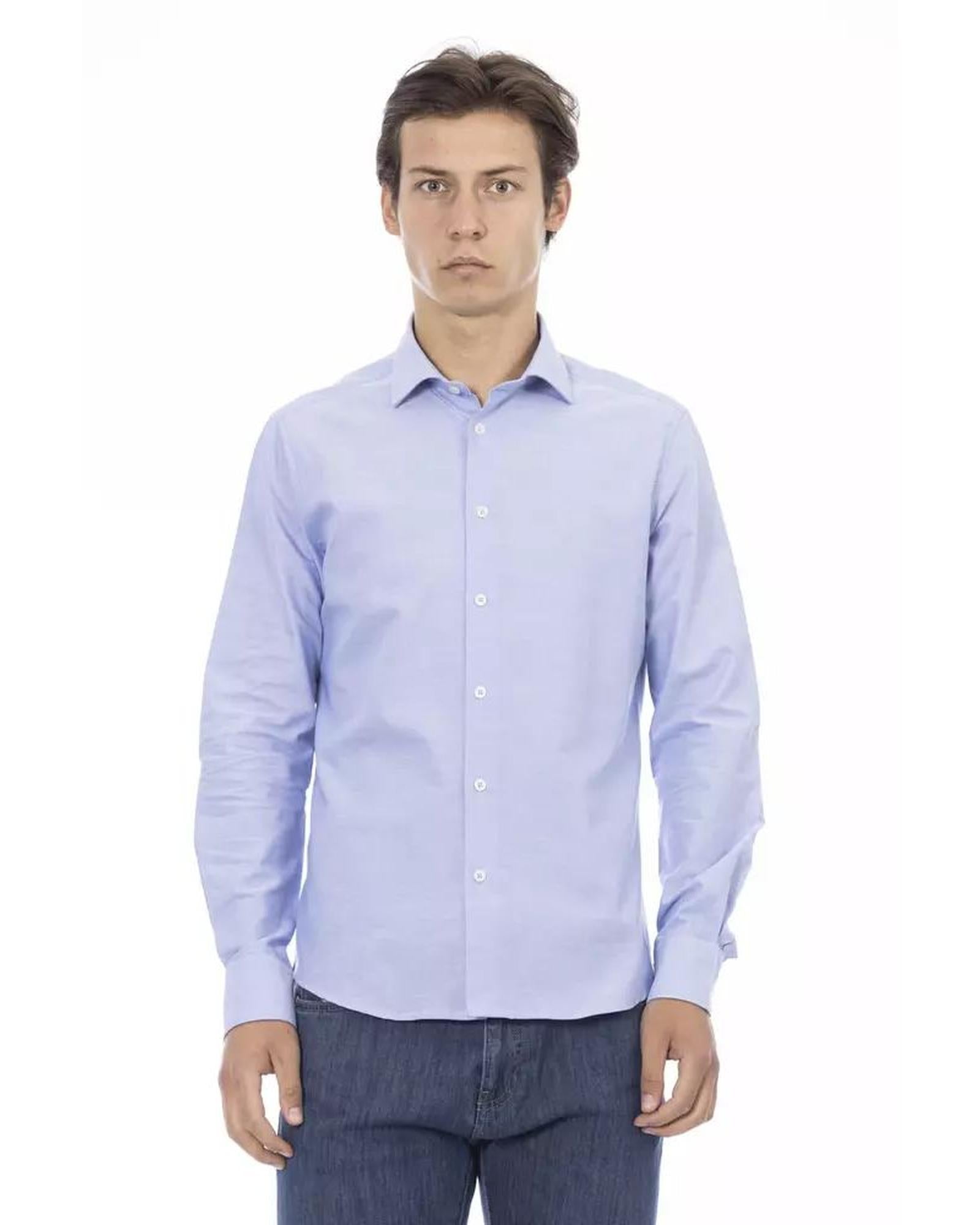 Baldinini Trend Men's Light Blue Cotton Shirt - L-0