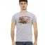 Short Sleeve Round Neck T-shirt with Front Print L Men-0