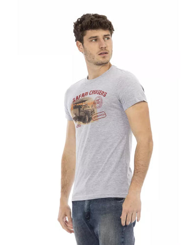 Short Sleeve Round Neck T-shirt with Front Print L Men-1