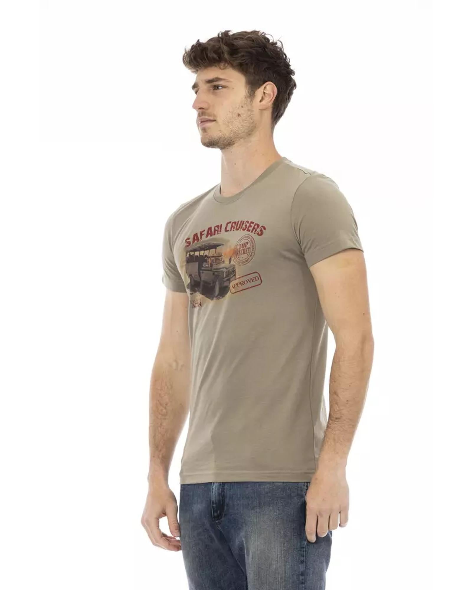 Front Print Round Neck T-Shirt L Men-1