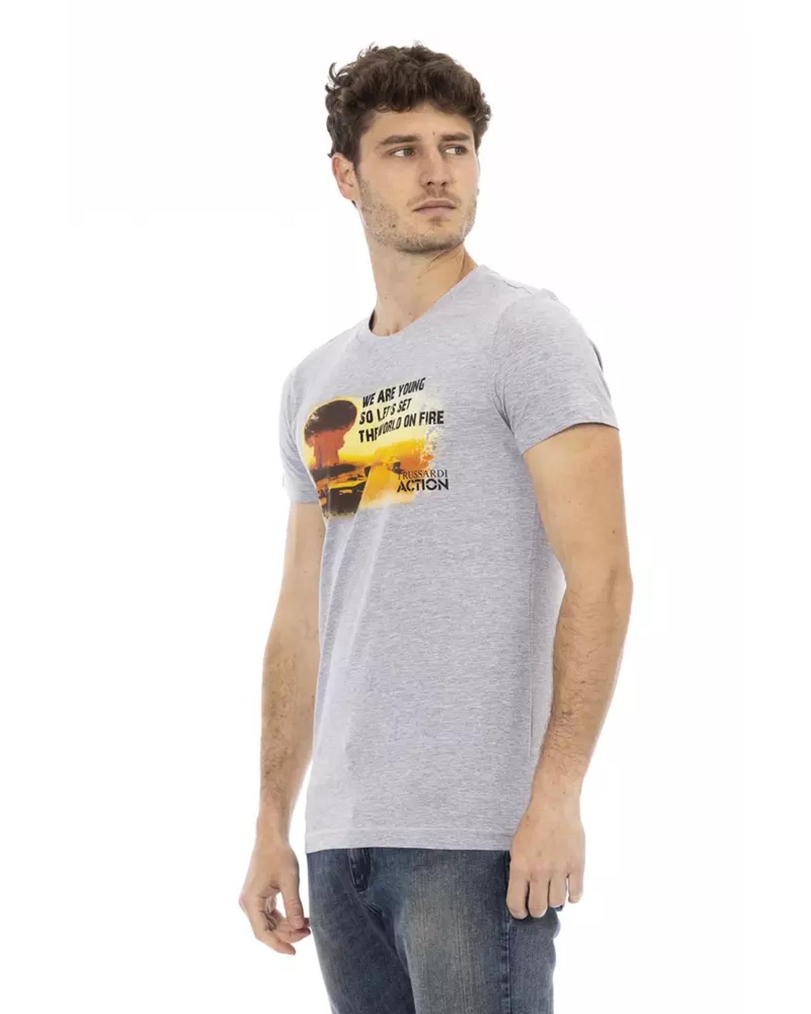 Printed Short Sleeve Round Neck T-Shirt L Men-1