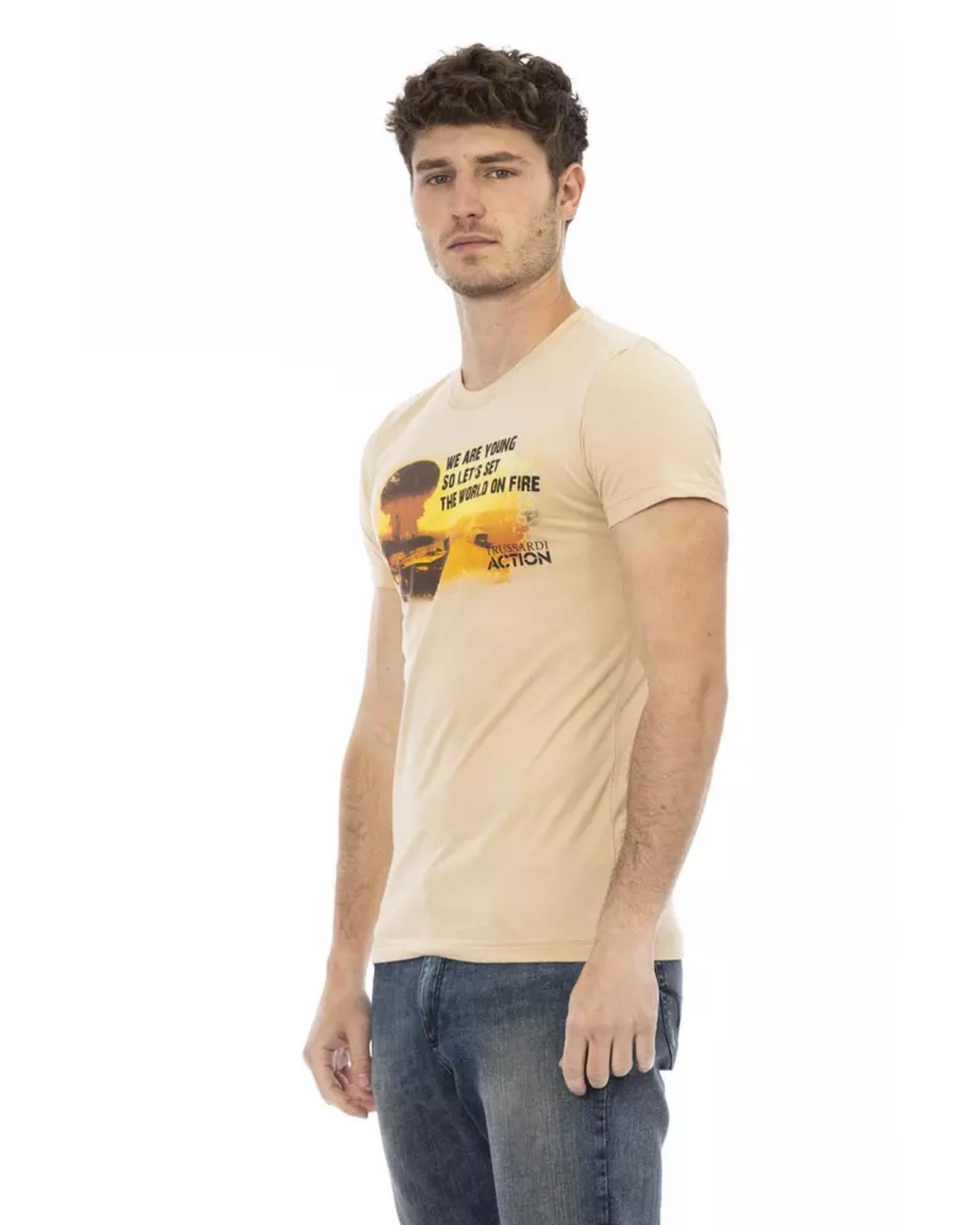 Printed Short Sleeve T-Shirt with Round Neck L Men-1