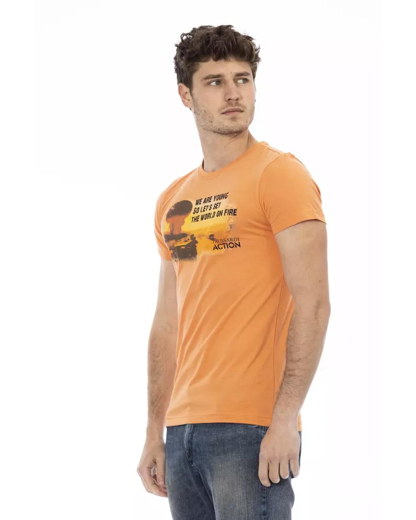 Short Sleeve T-shirt with Round Neck and Front Print L Men-1