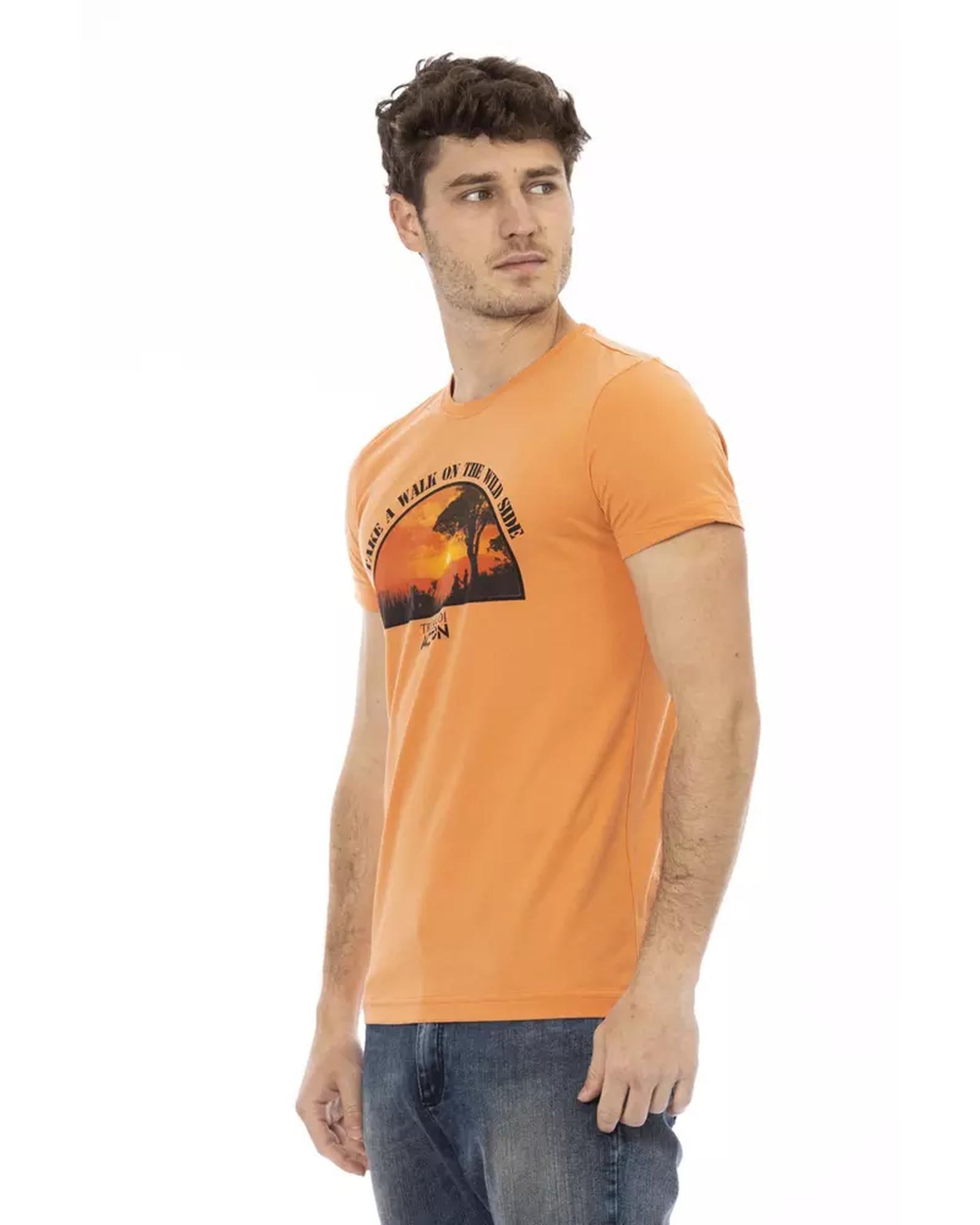 Short Sleeve T-shirt with Round Neck and Front Print L Men-1