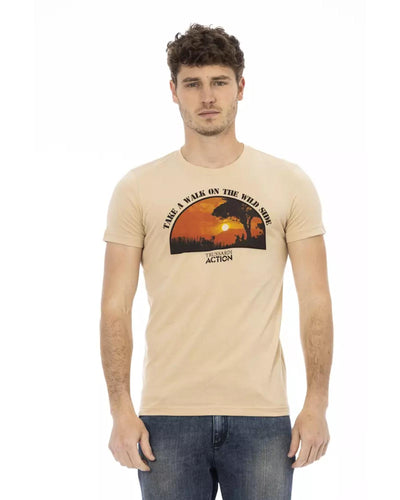 Short Sleeve T-shirt with Round Neck and Front Print L Men-0