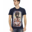 Short Sleeve T-shirt with Round Neck and Front Print L Men-0