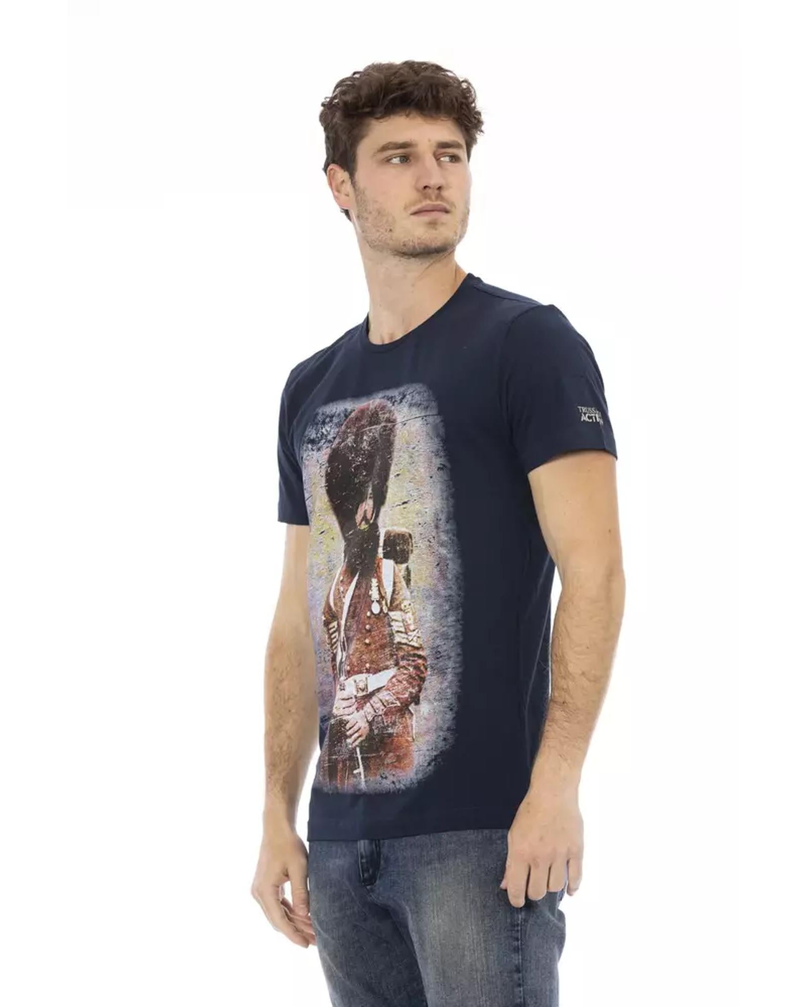 Short Sleeve T-shirt with Round Neck and Front Print L Men-1