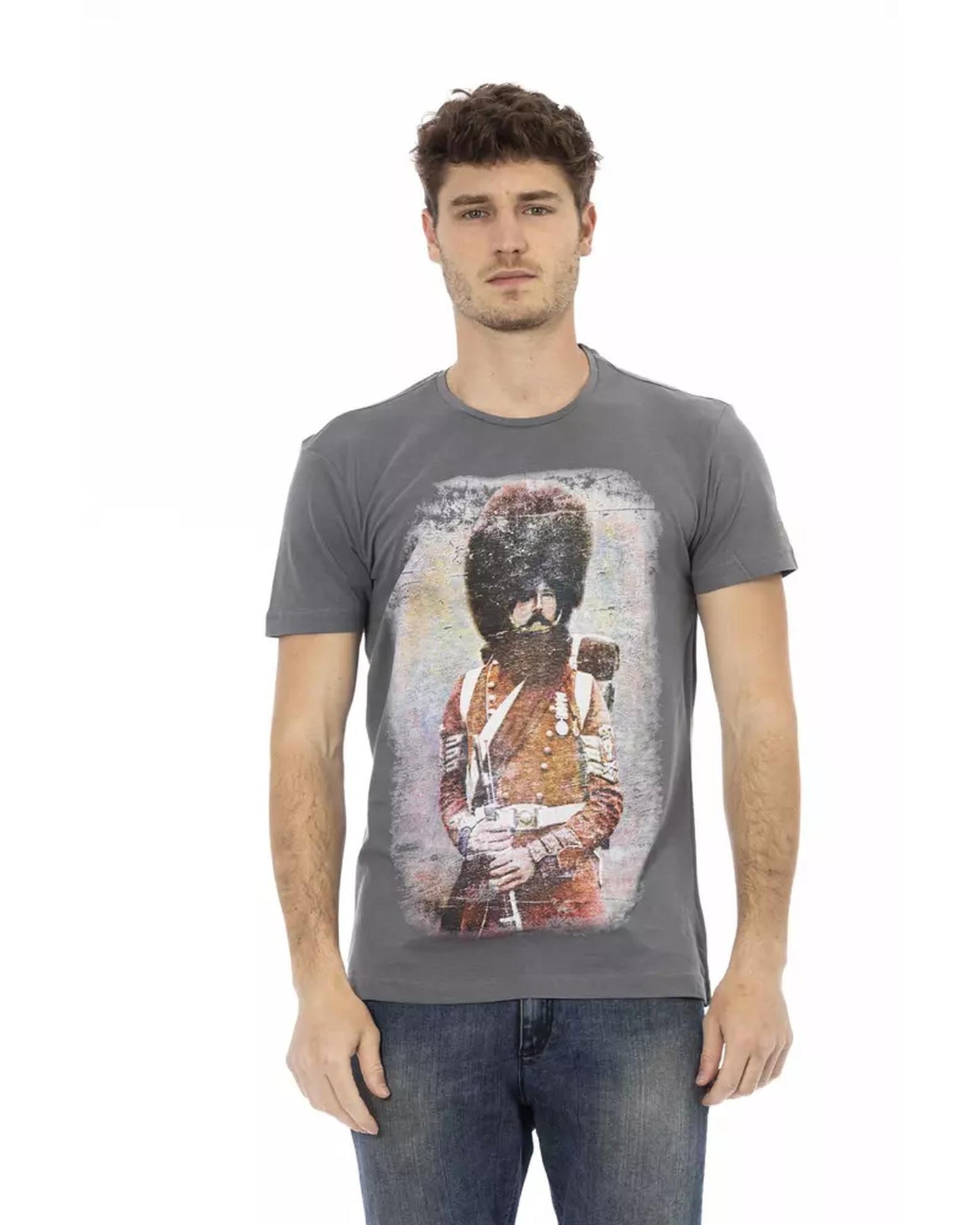 Short Sleeve T-shirt with Round Neck - Front Print L Men-0