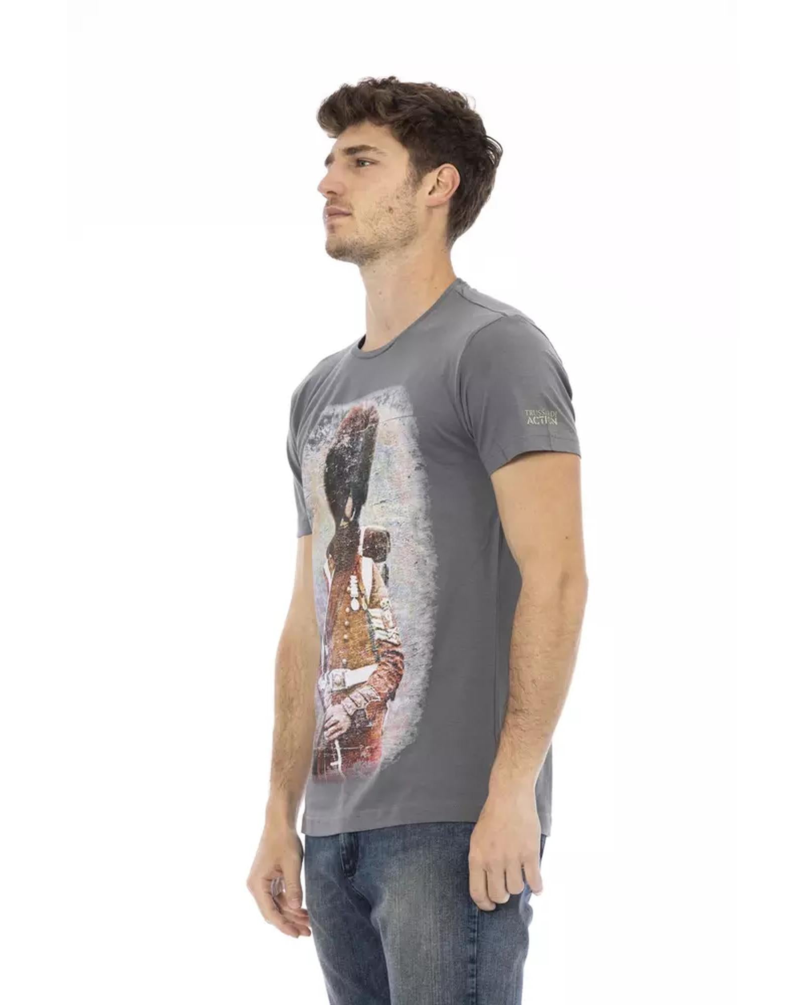 Short Sleeve T-shirt with Round Neck - Front Print L Men-1