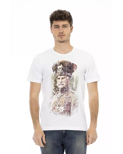 Short Sleeve Round Neck T-shirt with Front Print L Men-0