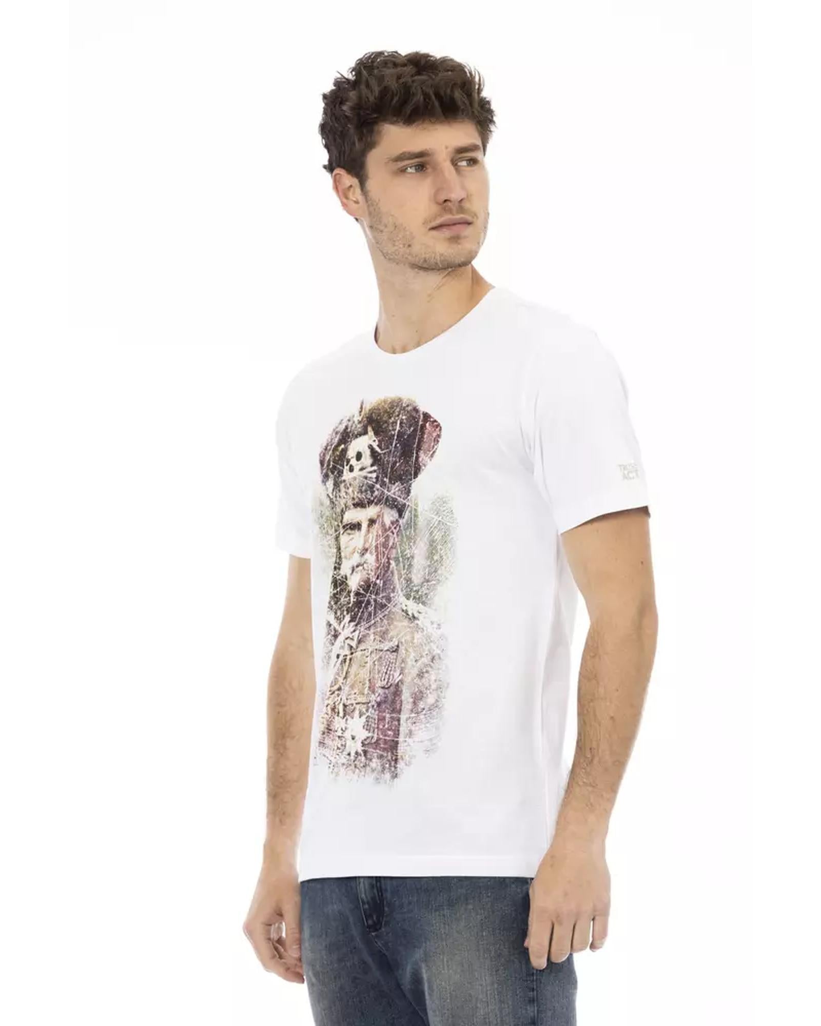 Short Sleeve Round Neck T-shirt with Front Print L Men-1