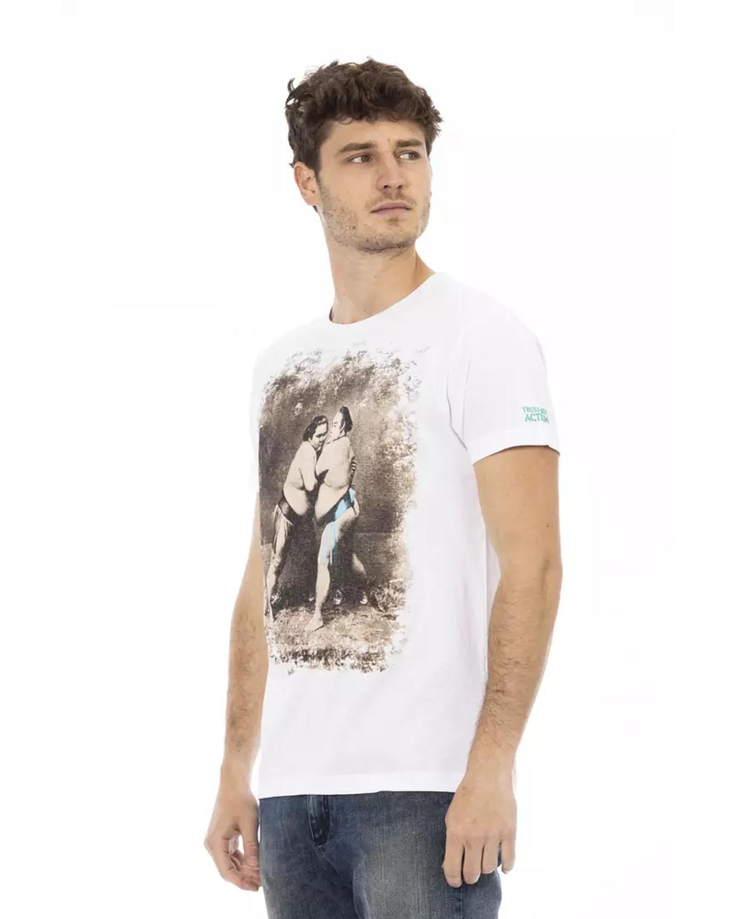 Short Sleeve T-shirt with Round Neck and Front Print L Men-1