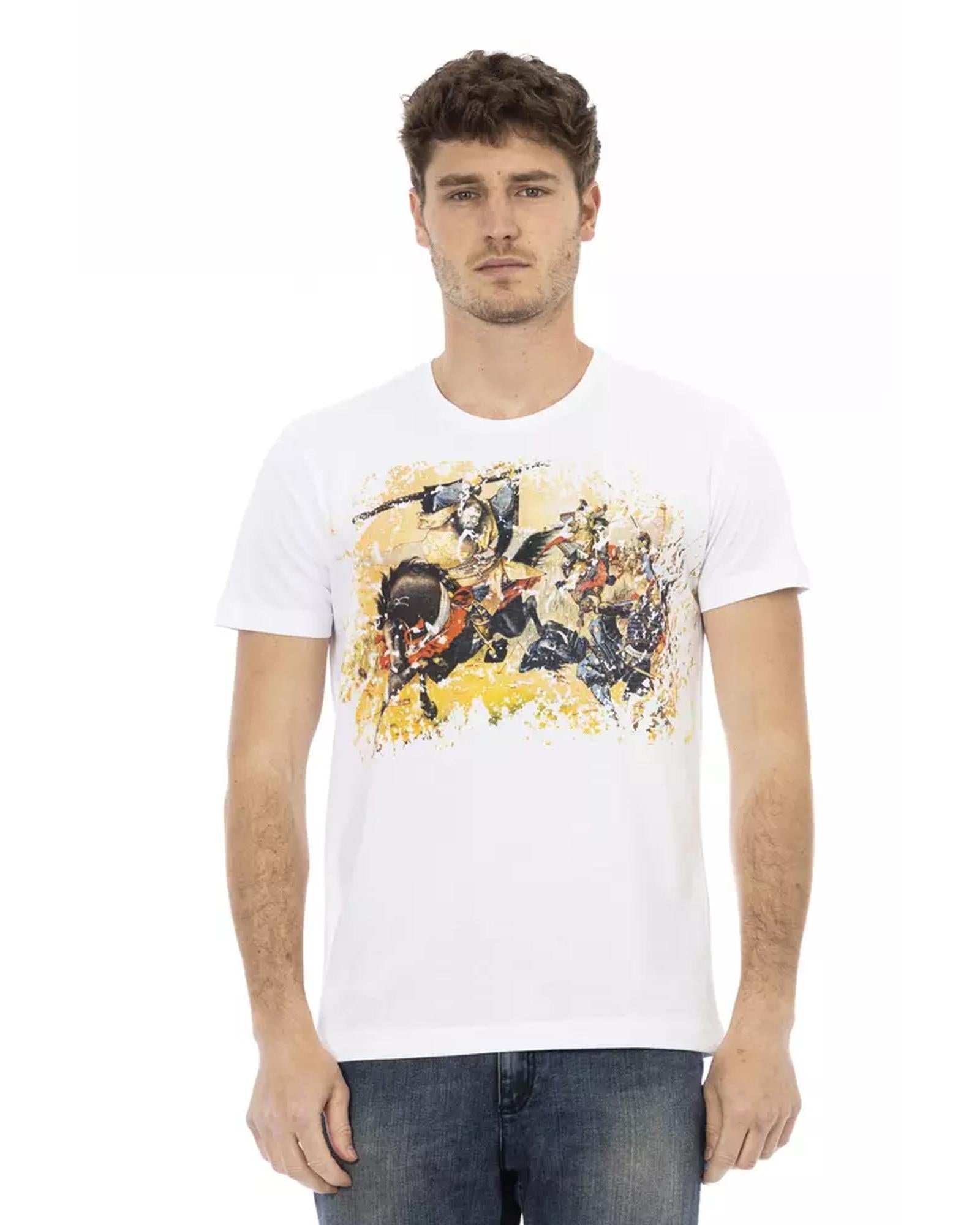 Short Sleeve T-shirt with Round Neck and Front Print L Men-0