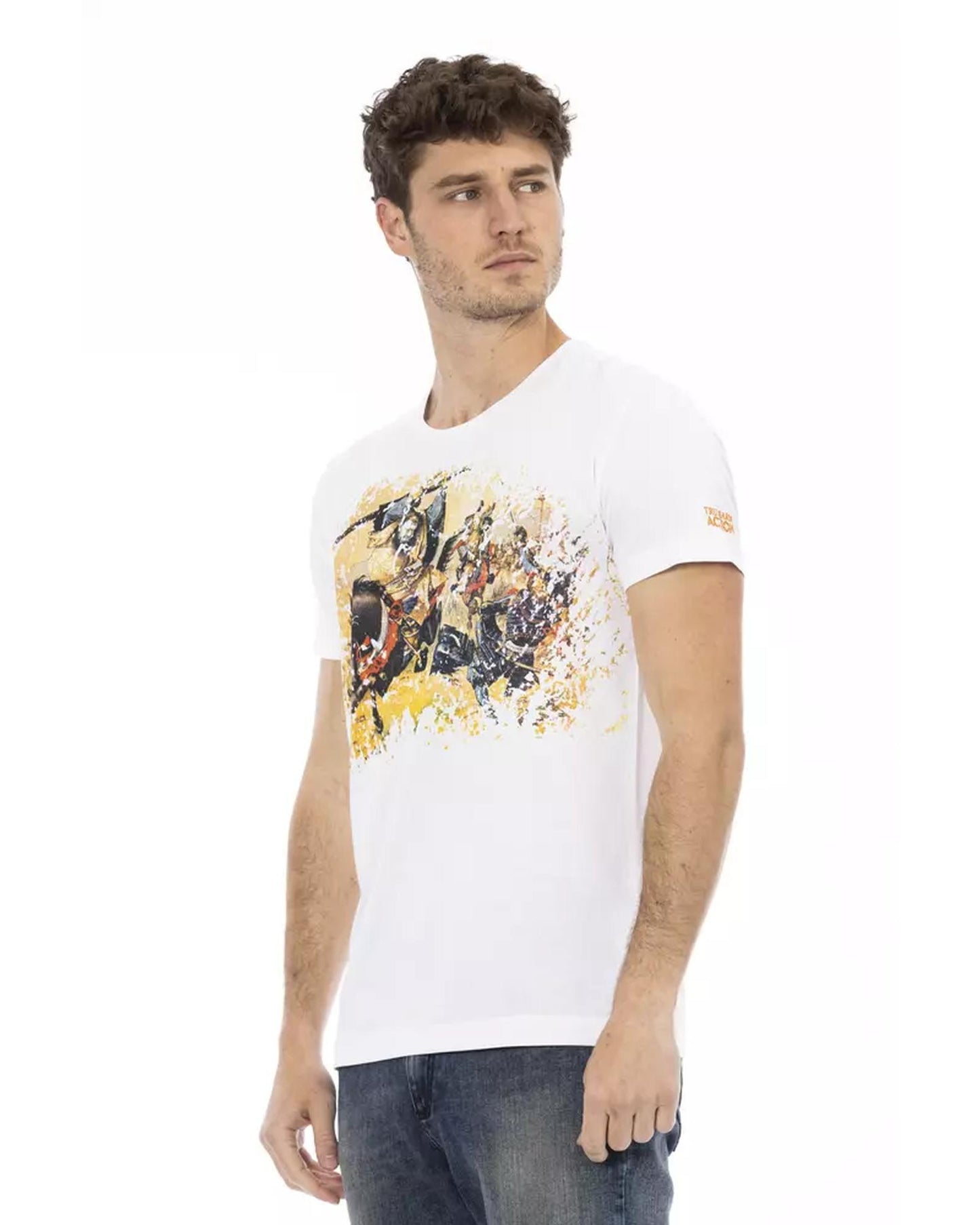 Short Sleeve T-shirt with Round Neck and Front Print L Men-1