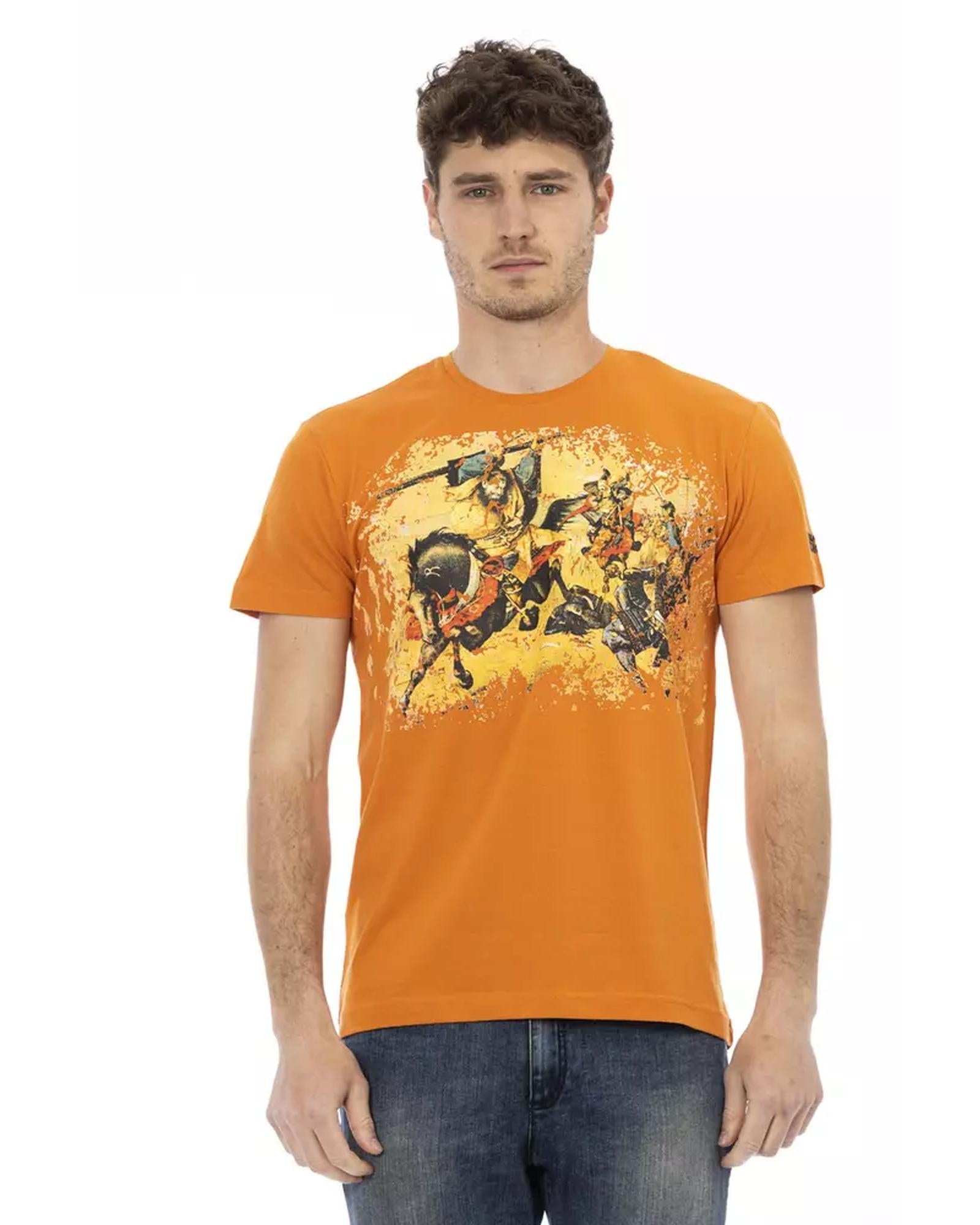 Printed Short Sleeve T-shirt with Round Neck L Men-0