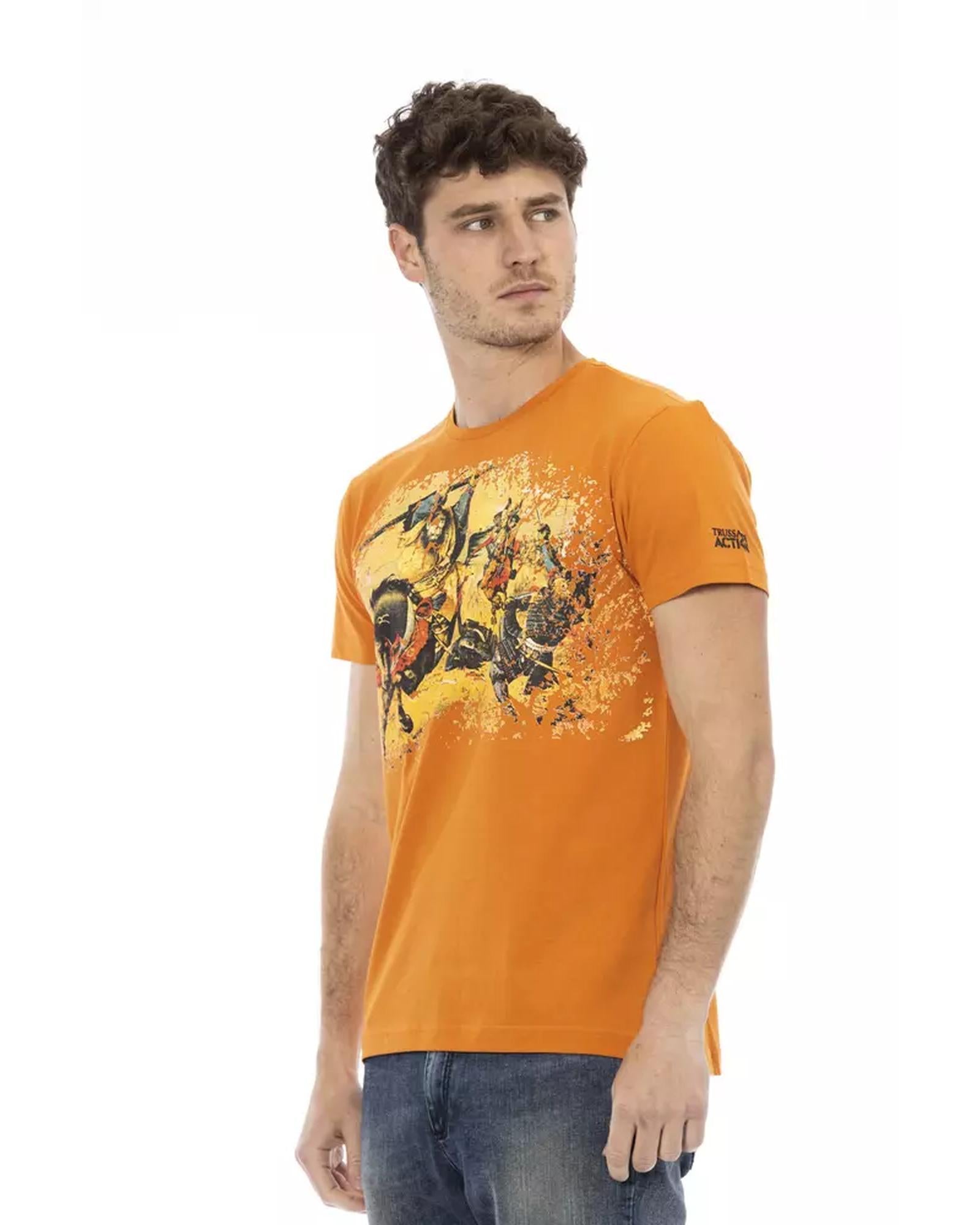 Printed Short Sleeve T-shirt with Round Neck L Men-1