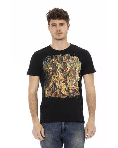 Short Sleeve T-shirt with Round Neck and Front Print L Men-0