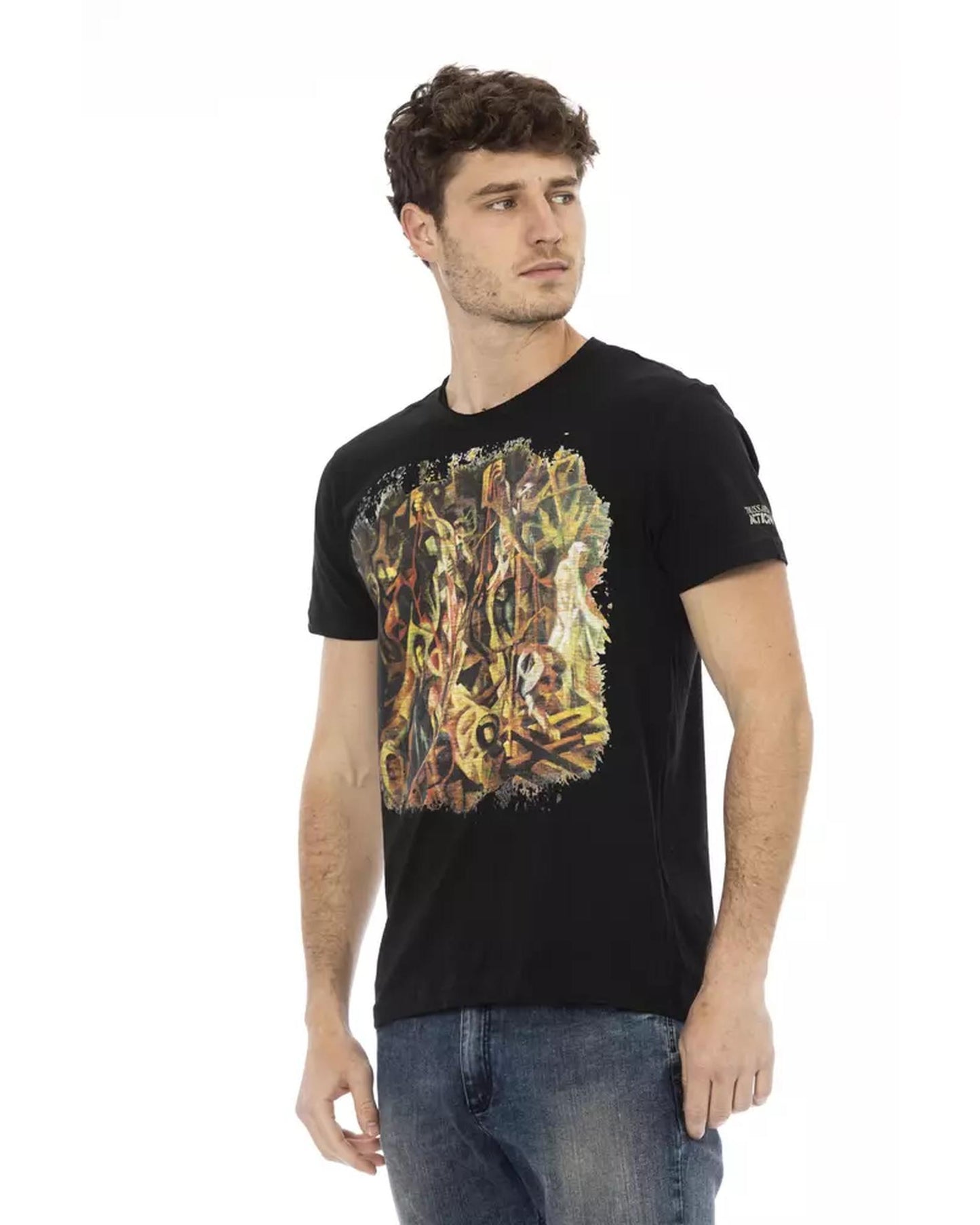 Short Sleeve T-shirt with Round Neck and Front Print L Men-1