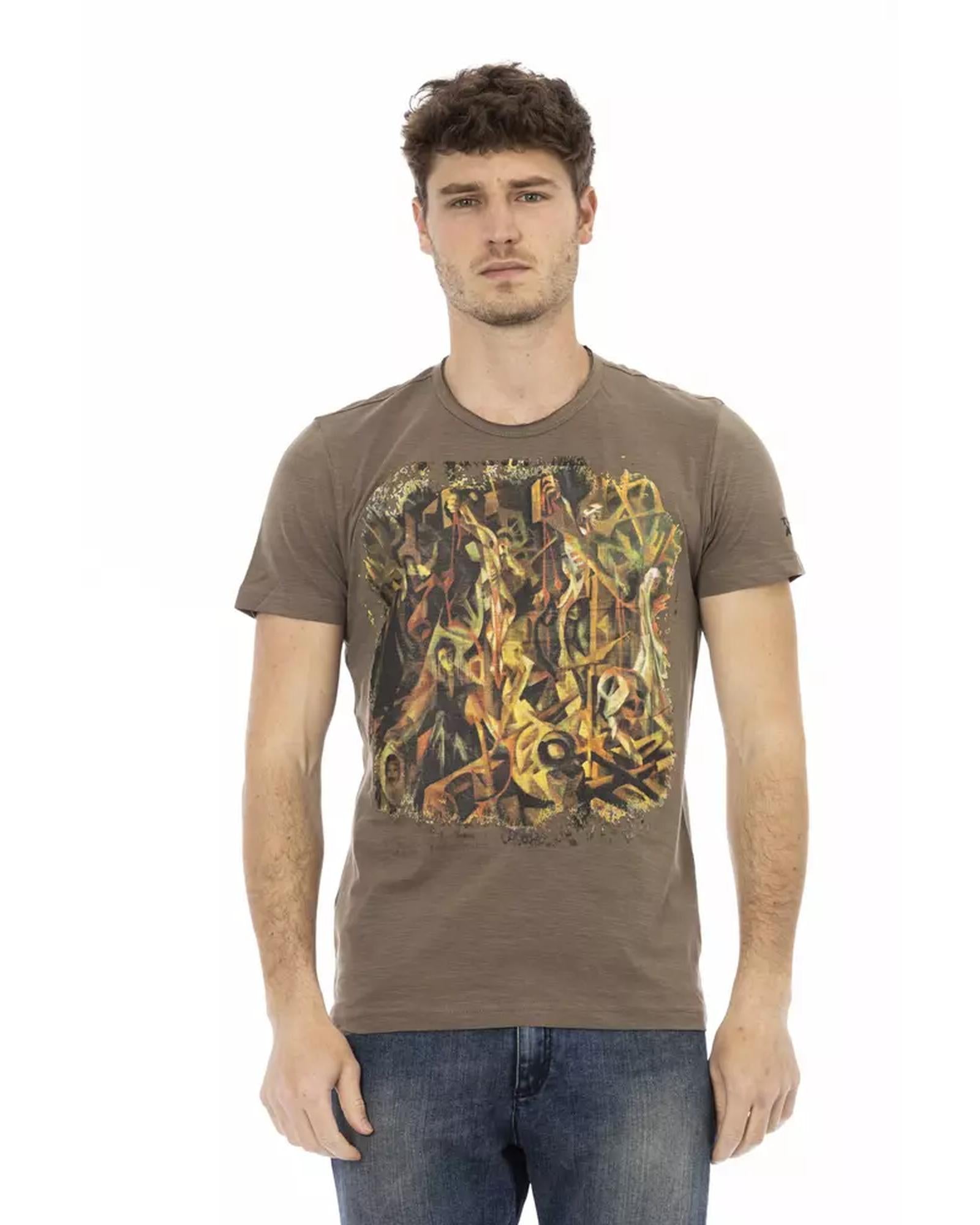 Printed Round Neck Short Sleeve T-shirt L Men-0