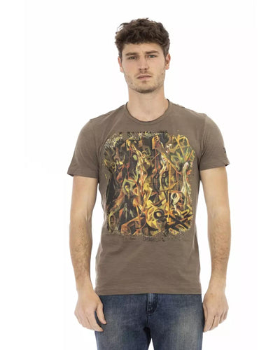 Printed Round Neck Short Sleeve T-shirt L Men-0