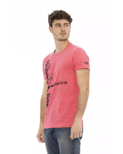 Short Sleeve T-shirt with Round Neck and Front Print L Men-1