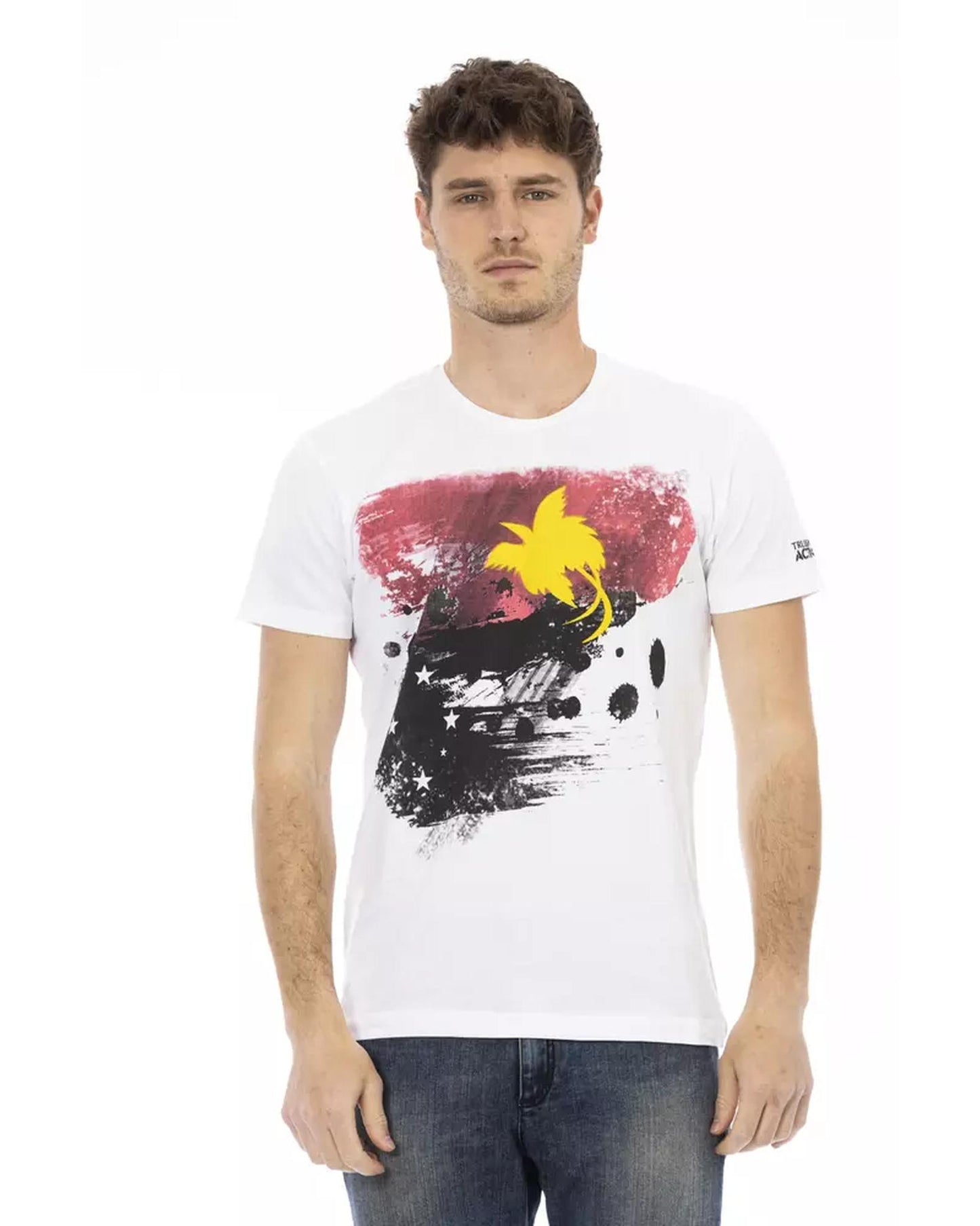 Printed Short Sleeve T-shirt with Round Neck L Men-0