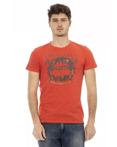 Front Print Short Sleeve T-Shirt with Round Neck L Men-0