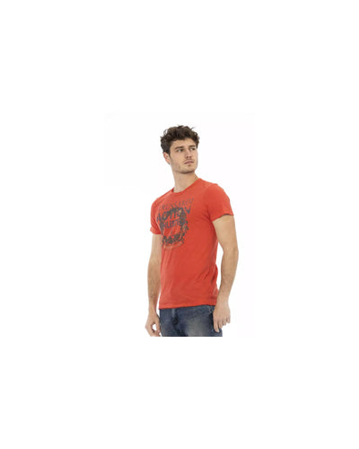 Front Print Short Sleeve T-Shirt with Round Neck L Men-1