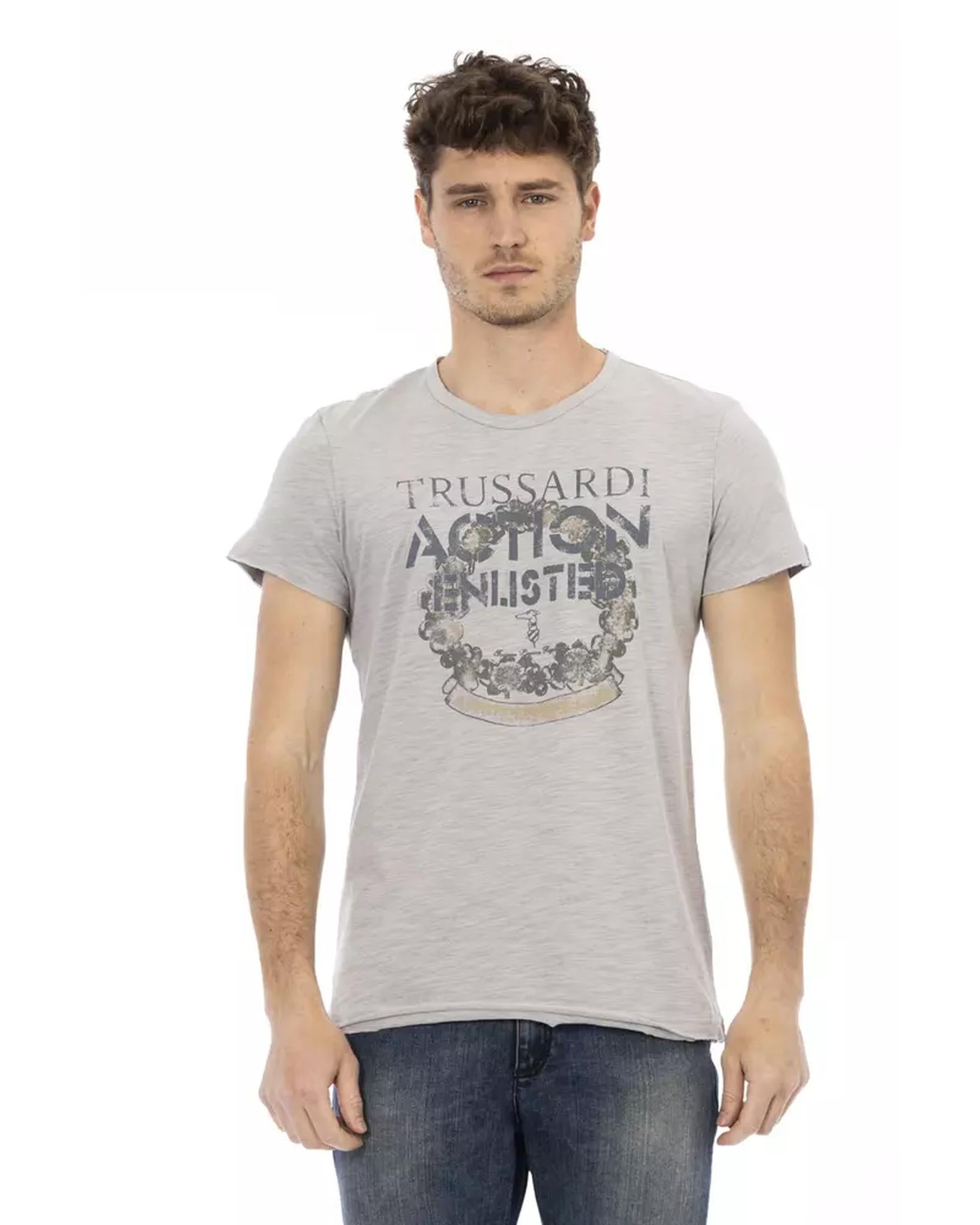 Short Sleeve T-shirt with Round Neck - Front Print L Men-0