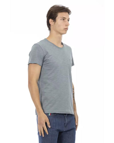 Short Sleeve T-shirt with Round Neck and Chest Pocket Print L Men-1