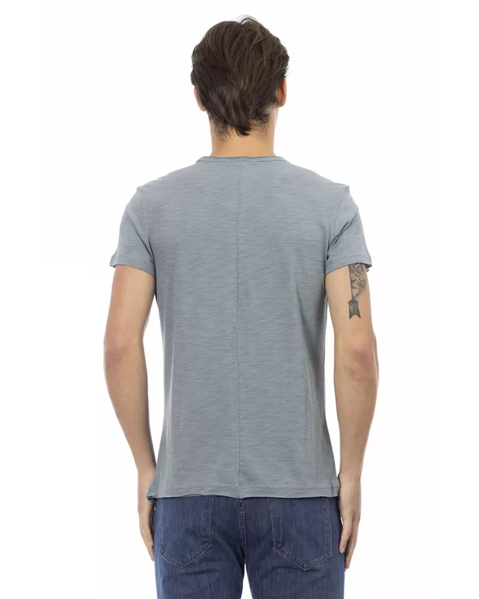 Short Sleeve T-shirt with Round Neck and Chest Pocket Print L Men-2