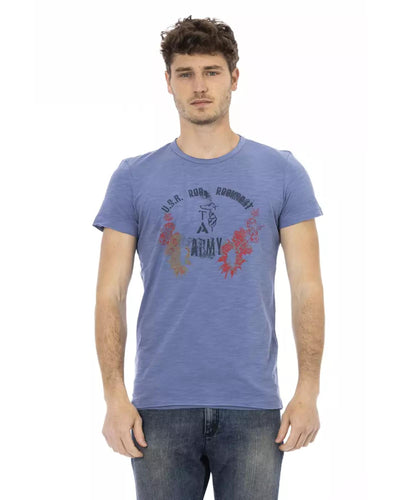 Short Sleeve T-shirt with Round Neck and Front Print L Men-0