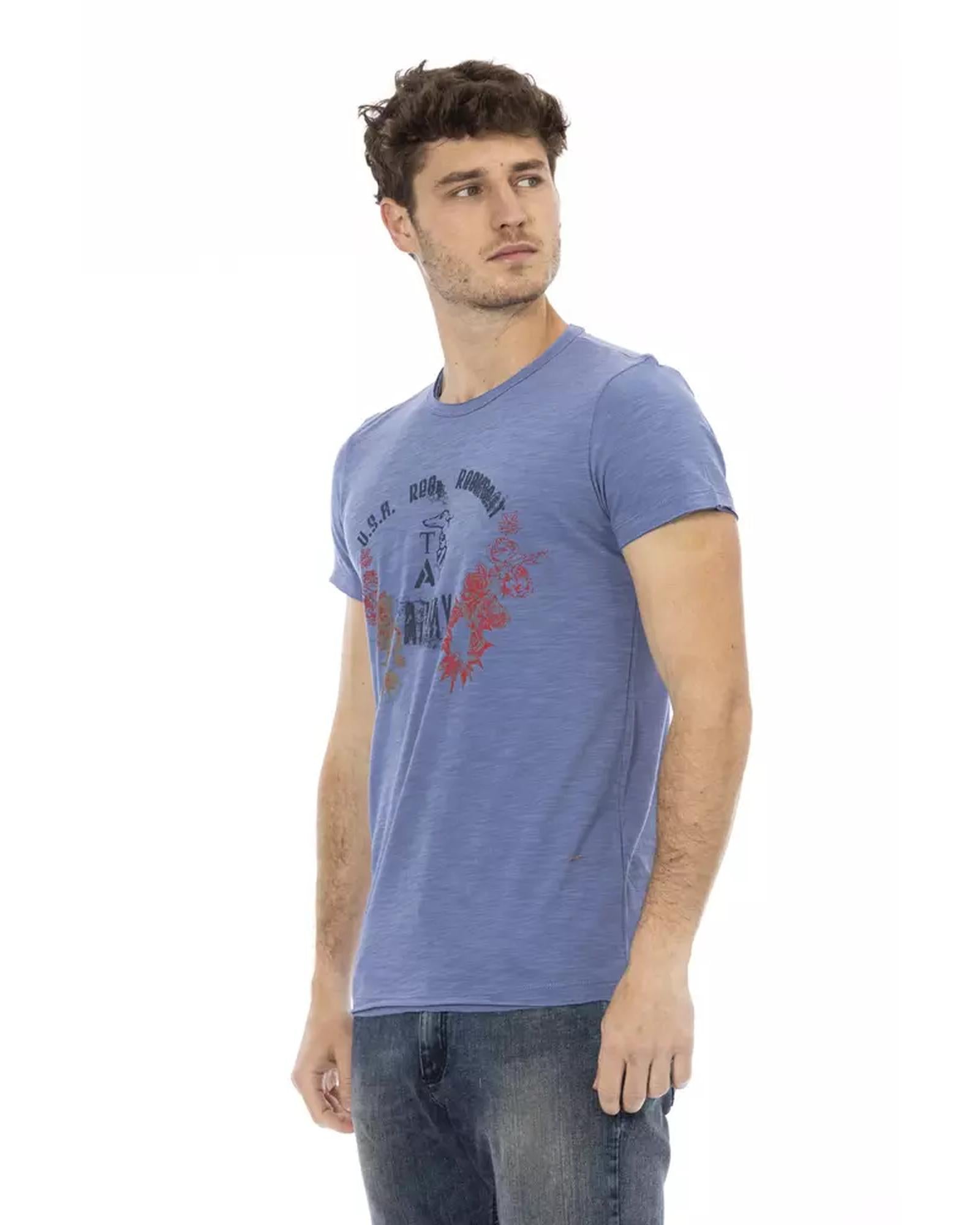 Short Sleeve T-shirt with Round Neck and Front Print XL Men-1