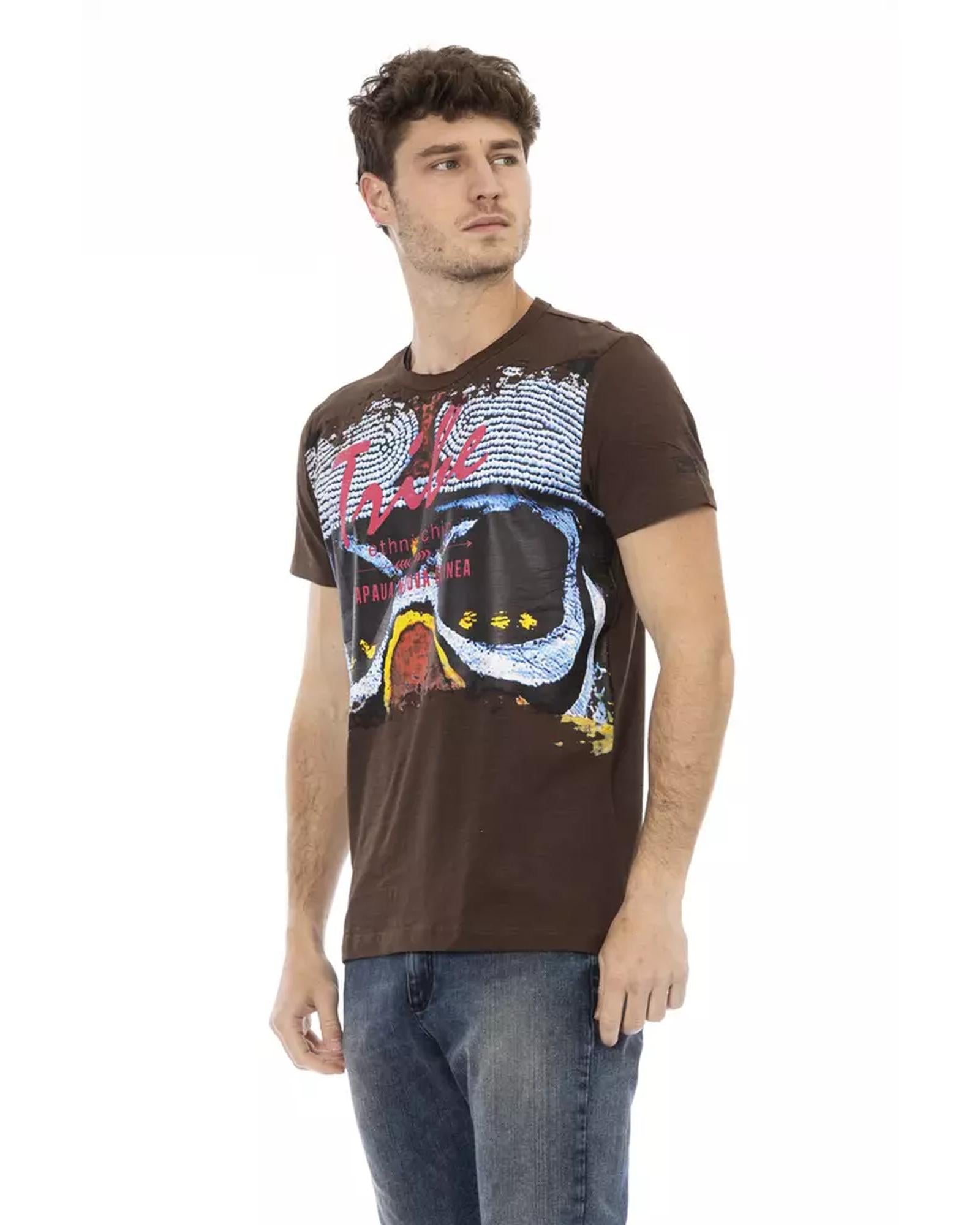 Short Sleeve T-shirt with Round Neck - Front Print L Men-1