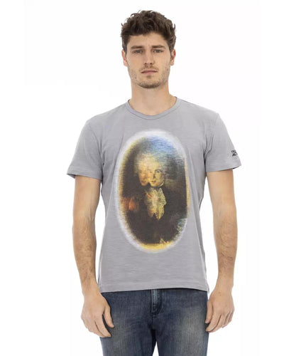 Short Sleeve T-shirt with Round Neck and Front Print L Men-0